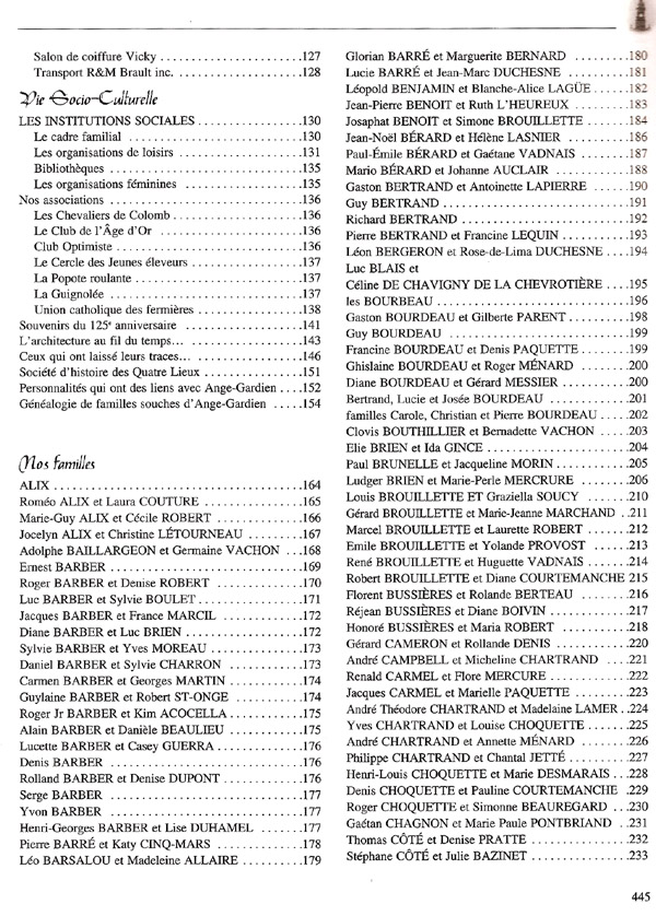 Table des matières